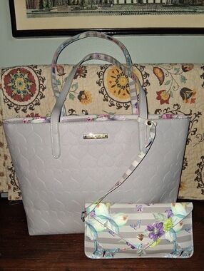 Betsey Johnson Grey Embossed Tote